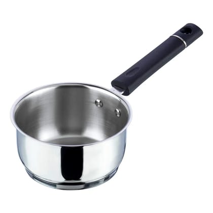 Vinod Tivoli Stainless Steel Saucepan Without Lid (Induction Friendly) | Heavy-Gauge Sauce Pan for Tea, Milk & Soups (Size - 14cm-1.1 Ltr) by Mahavir Home Store