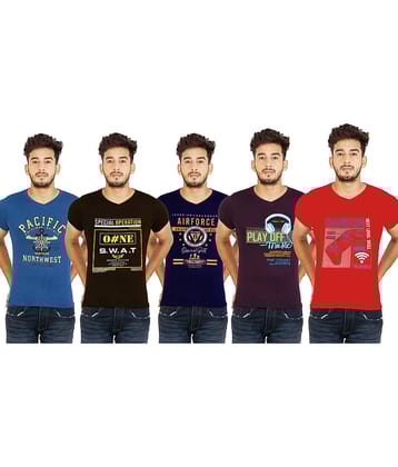 XMER Pack of 5 Cotton Regular Fit Men's T-Shirt ( Multicolor )