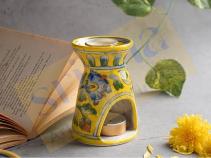 Srjana Handcrafted Blue Pottery Oil Burner 1pc Srjana Handcrafted Blue Pottery Oil Burner 1pc