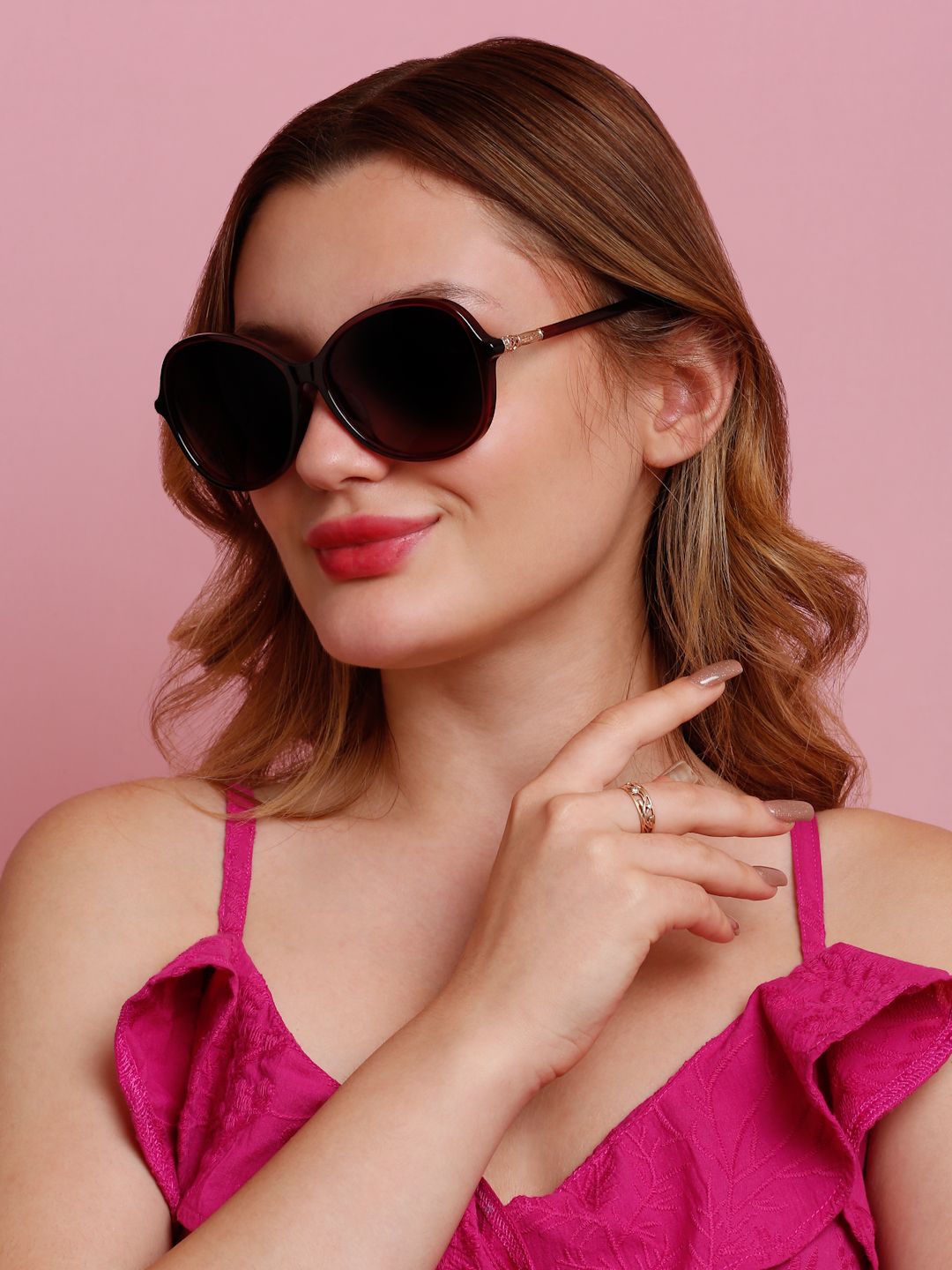 SUNNIES Large Full Frame Metal.Plastic Oversized Solid Polarized Women Sunglasses-SNS-11715-C042