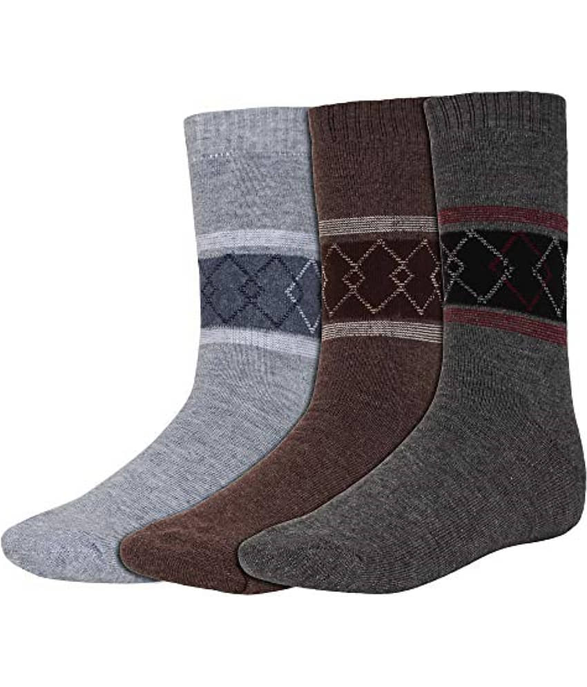 Creature Black Woolen Casual Mid Length Winter Socks Pack of 3