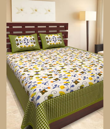 Uniqchoice Cotton Double Bedsheet ( Green )