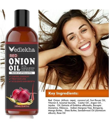 Vedlekha RED ONION OIL- Anti Hair Fall & Regrowth 100 mL
