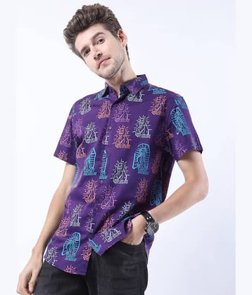 Ketch 100% Cotton Regular Fit Printed Half Sleeves Men's Casual Shirt - Black ( Pack of 1 )