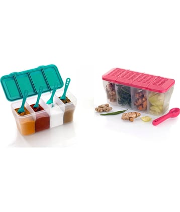 OFFYX - Masala Dabba Set PET Multicolor Spice Container ( Set of 2 )