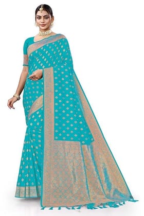 Triyom Fashion Women's Soft Jacquard Designer Silk Banarasi Sarees