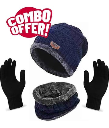 Paryag Pack of 1 Woollen Men's Cap ( Blue )