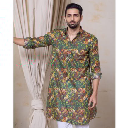 Cotton Printed Men's Pathani Kurta | Baagh-0-6m