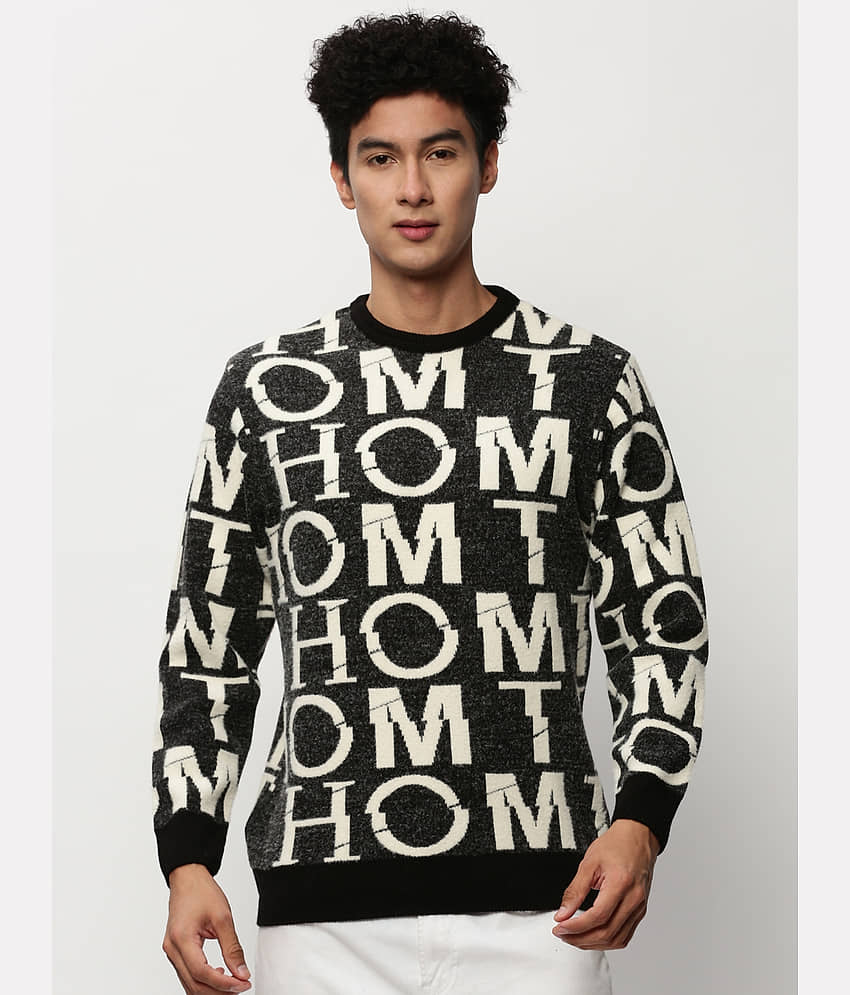 Showoff Acrylic Round Neck Men's Full Sleeves Pullover Sweater - Black ( Pack of 1 )