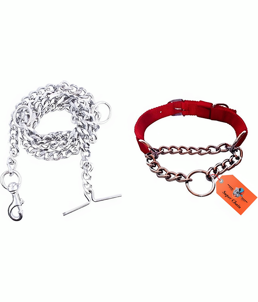 super chain - Blue Combo (Collar Belt and Leash) ( Medium )