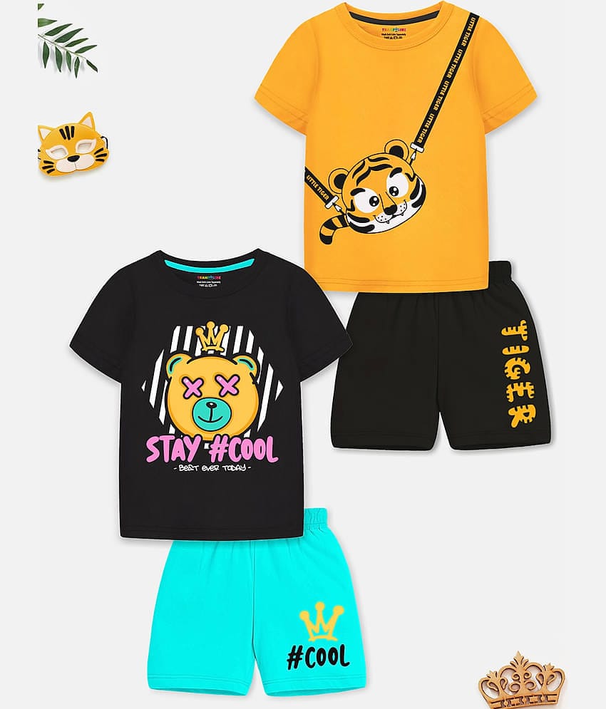 Trampoline Pack of 2 Boys Cotton Blend T-Shirt & Shorts Set ( Multicolor4 )