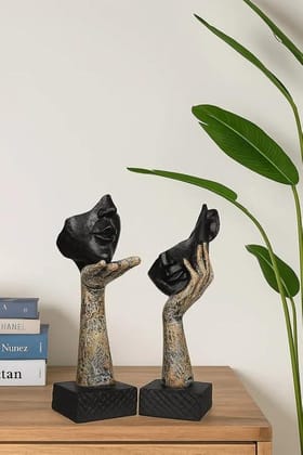 Abstract Face & Hand Sculpture – 2-Piece Poly resin Set for Artistic Home Decor