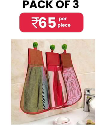 ENTICE Microfibre Printed Hand Towel 351-400 ( Pack of 3 ) - Multicolor