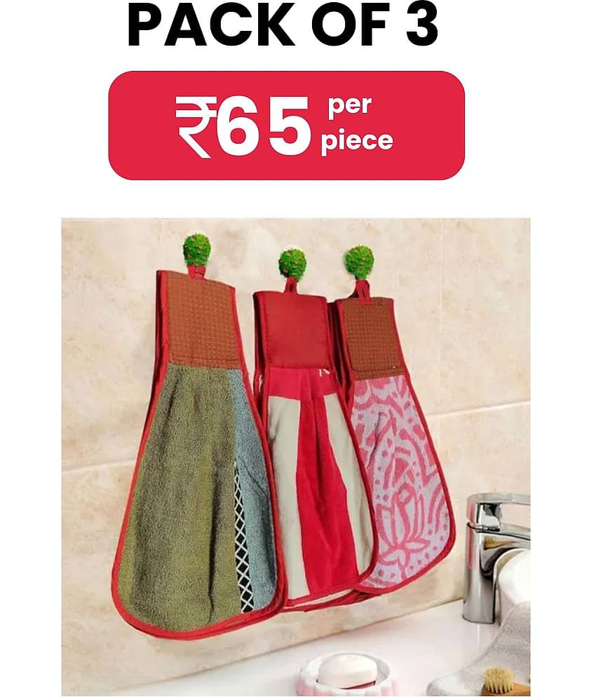 ENTICE Microfibre Printed Hand Towel 351-400 ( Pack of 3 ) - Multicolor