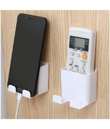 S R EXCLUSIVE 1 Compartments Plastic Multipurpose Wall Mounted Storage Organizer Case for Remote, Mobile,Phone Charger Plug Holder, Stationery Rack Stand for Home & Office - Self Adhesive (Multicolor)