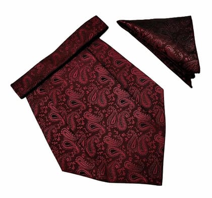 VOICI France Mens Paisley Cravat ascot NeckTie Pocket Square Microfiber Fabric Free Size-Wine Paisley 1 VOICI France Mens Paisley Cravat ascot NeckTie Pocket Square Microfiber Fabric Free Size-Wine Paisley 1