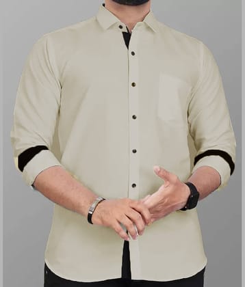JEEVAAN - THE PERFECT FASHION Cotton Blend Regular Fit Solids Full Sleeves Men's Casual Shirt - Cream ( Pack of 1 )