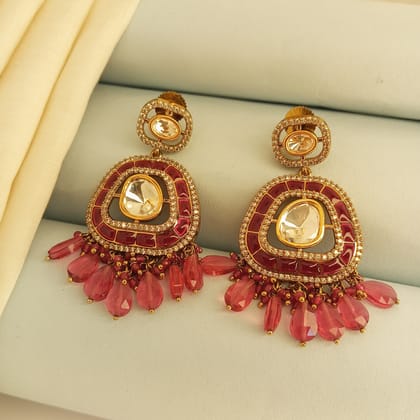 Victorian Polki ruby dangle earrings