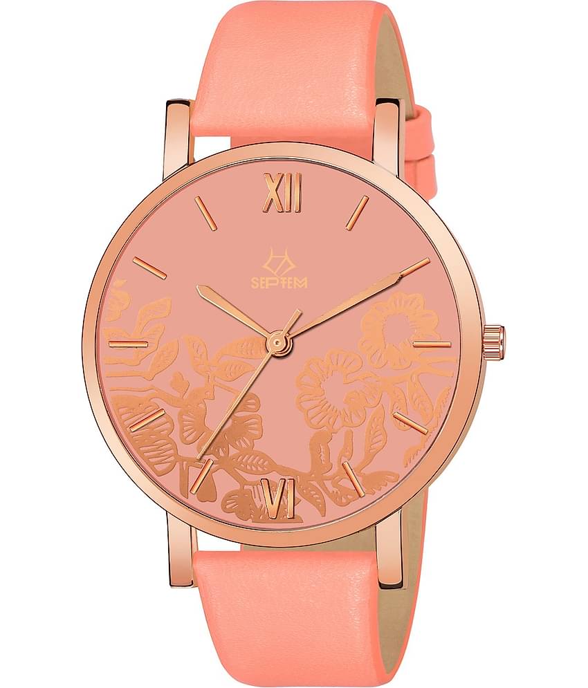 Septem Peach Leather Analog Men's Watch