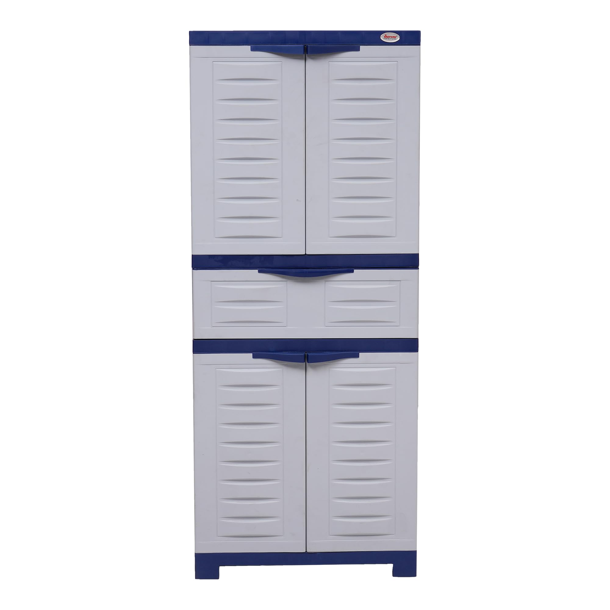 Supreme Furniture Fusion 2 MDR 01 Multipurpose, Waterproof with Cabinets & 1 Drawer Made by 100% Virgin Plastic Almirah for Home (Full Size, Pepsi Blue/Sky Grey)(Do It Yourself)