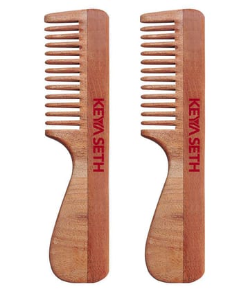 Keya Seth Aromatherapy Neem Wooden Comb with Handle Styler Pack of 2