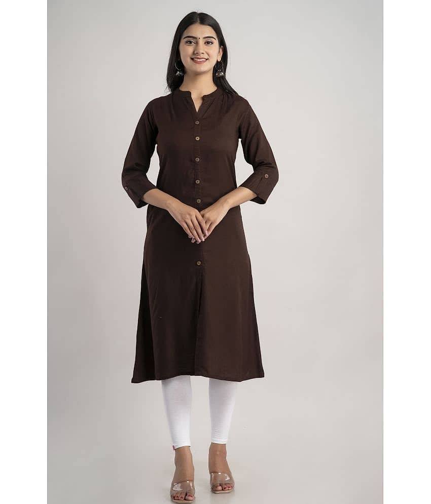 MAUKA - Brown Rayon Women's Front Slit Kurti ( Pack of 1 )