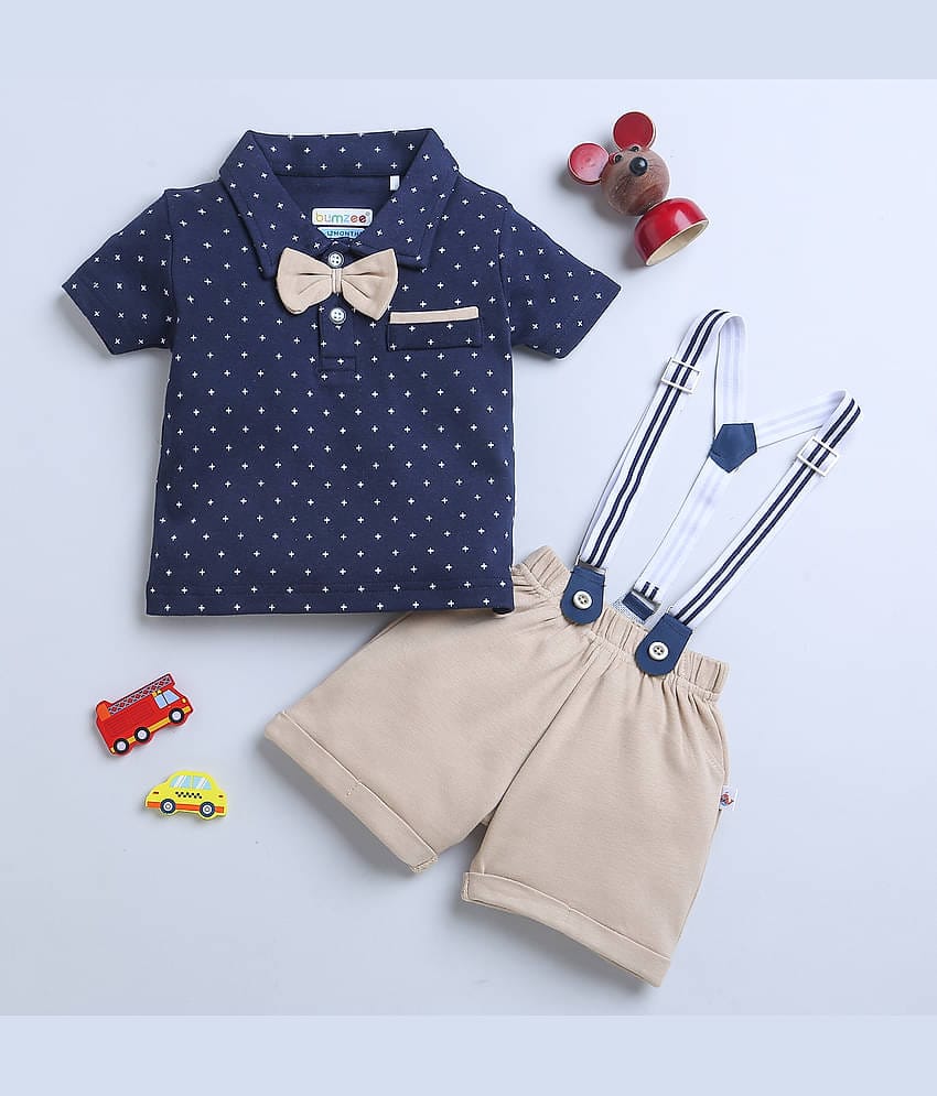 BUMZEE Pack of 1 Boys Cotton T-Shirt & Shorts Set ( Beige )