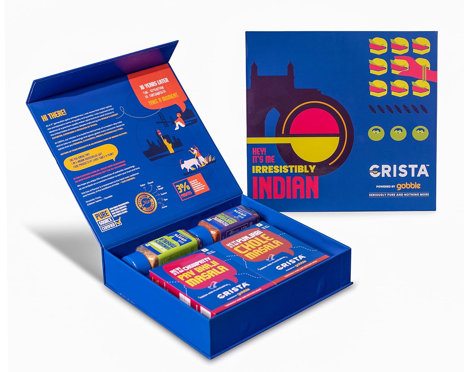 CRISTA Irresistibly Indian Seasonings Gift Box - Festive Gift|Pure Spice Gifting, 295 gm - Box of 4