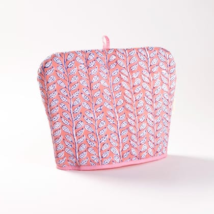 Hand Block-Printed Cotton Tea Cozy Pink & Blue, 8 x 10-Pink & Blue / 8 Inches x 10 Inches / 100% Cotton