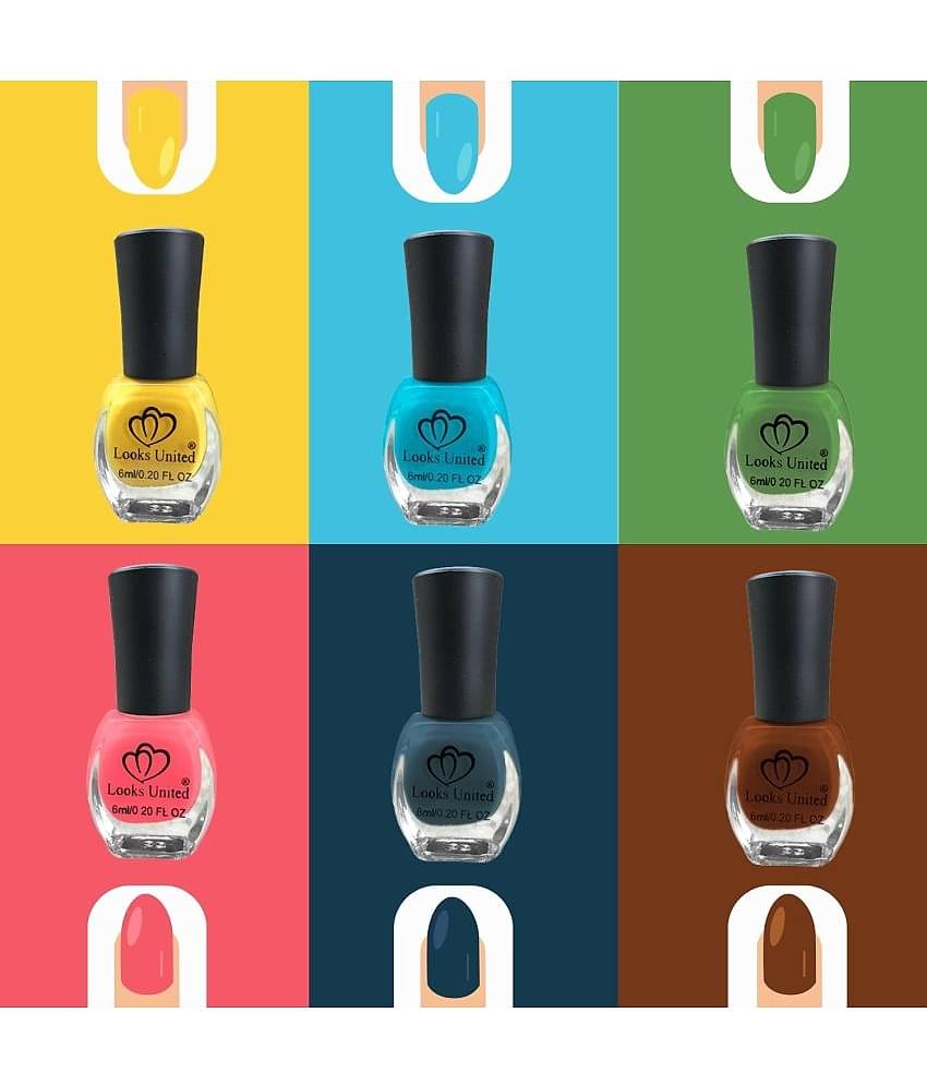 Looks United - Multi Glossy Nail Polish ( Pack of 6 )