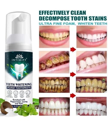 Intimify Teeth Whitening Foam, Fresh Breath Toothpaste Dentist Recommended Denture Oral Kit, 60 Ml