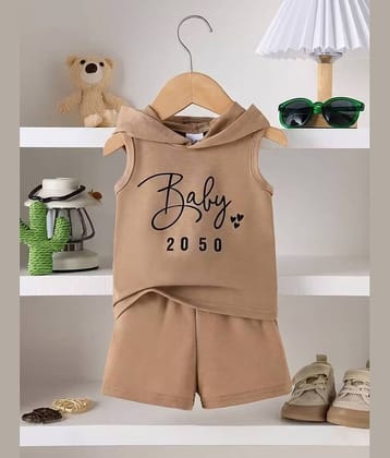 CUTEVIBE Pack of 1 Unisex Hosiery T-Shirt & Shorts Set ( Beige )