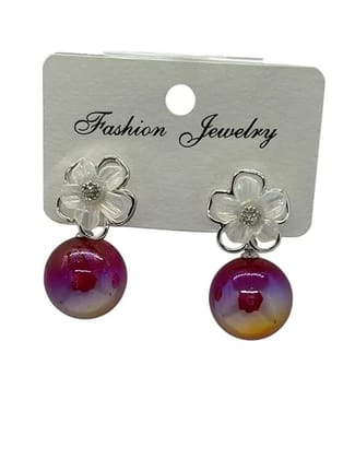 Elegant Floral Pearl Drop Earrings for Women Korean Style White Flower Stud with Gradient Pearl Hanging Earrings | Lightweight Fashion Jewelry for Party, Wedding & Daily Wear Elegant Floral Pearl Drop Earrings for Women Korean Style White Flower Stud with Gradient Pearl Hanging Earrings | Lightweight Fashion Jewelry for Party, Wedding & Daily Wear