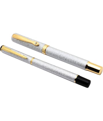 Srpc Set Of 2 - Millennium Famous Design Silver Roller ball Pen Metal Body With Golden Clip New