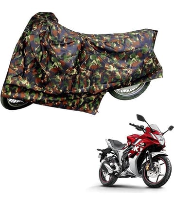 AutoRetail Dust Proof Two Wheeler Polyster Cover for Suzuki Gixxer SF (Mirror Pocket, Jungle Color)