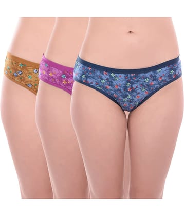 Elina Pack of 3 Cotton Women's Bikini Panties ( Multi Color )