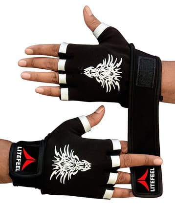 LITE FEEL Spider Print Unisex Polyester Gym Gloves For Professional Fitness Training and Workout With Half-Finger Length