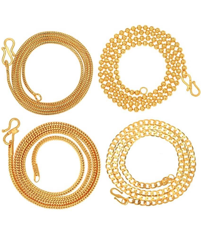 AanyaCentric Combo of 4 Gold Plated 28inches Long Fashion Chain
