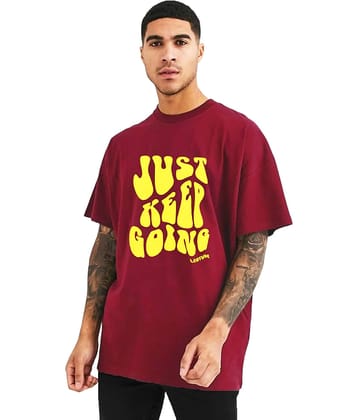 Leotude Pack of 1 Cotton Blend Oversized Fit Men's T-Shirt ( Maroon )