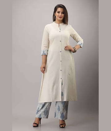 MAUKA Rayon Solid Front Slit Women's Kurti - Cream ( Pack of 1 )