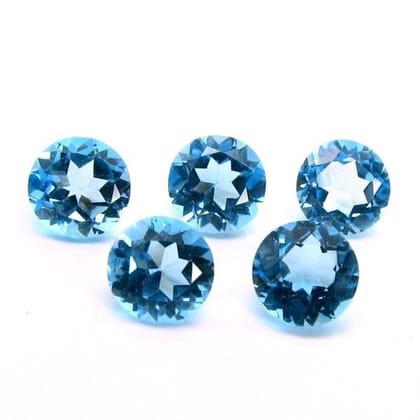 11.95Ct 5pc Lot 8mm Natural Swiss Blue TOPAZ Round Faceted VVSI Gemstones