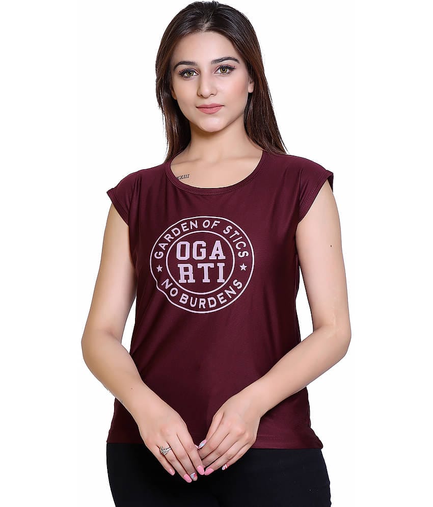 Ogarti Women Lycra Printed Regular Fit Round Neck T-Shirt ( Navy )