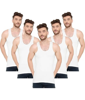 INNERO Pack of 5 Cotton Basic Vest For Men ( White )