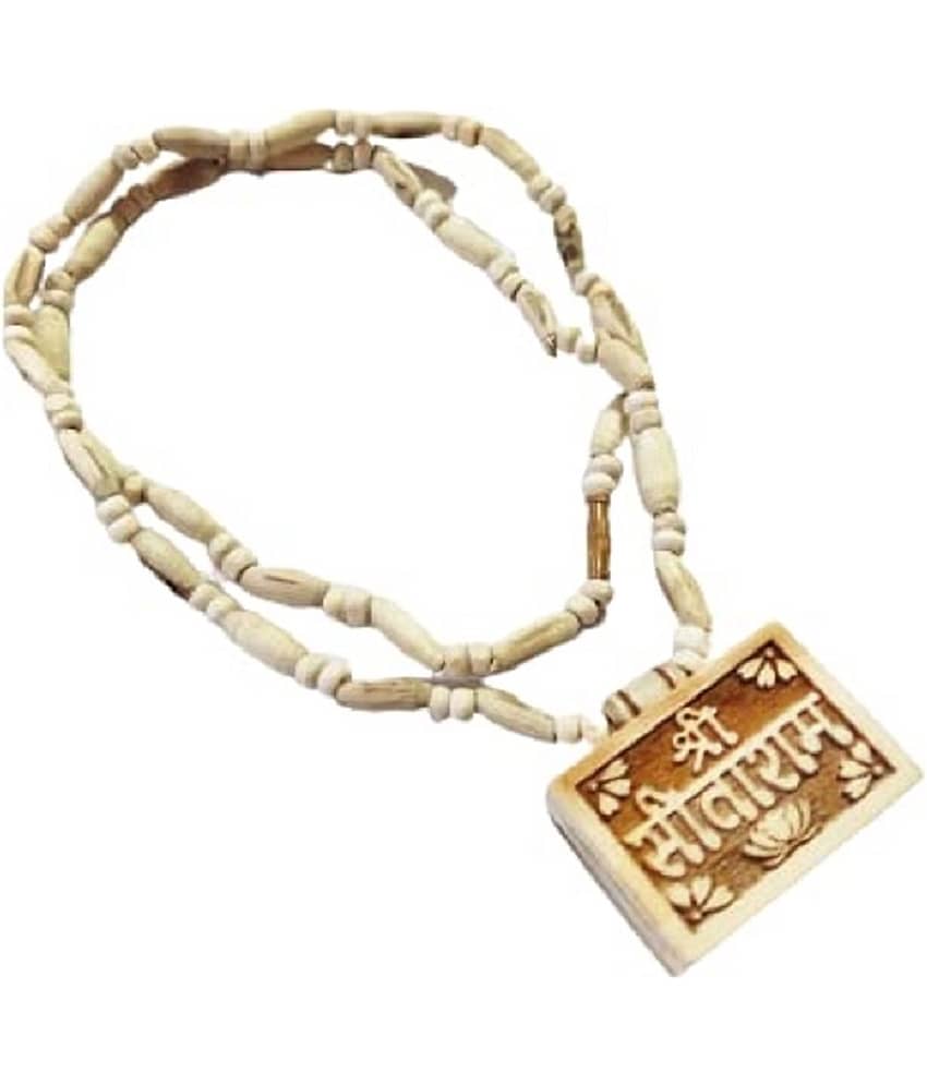 Tulsi Original & Natural Wood Tulsi Kanthi Mala With Sitaram Pendant Locket