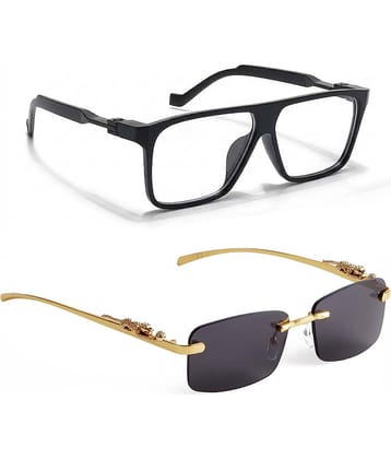 Elligator Black Square Sunglasses ( Pack of 2 )