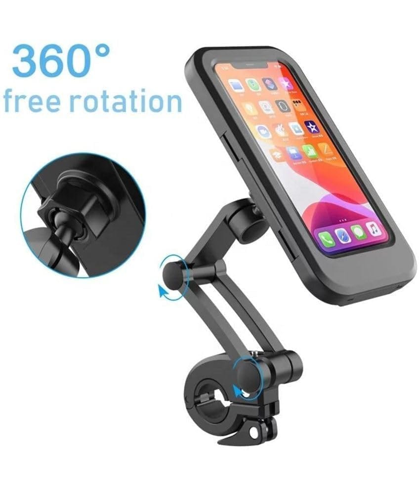 Denzcart Waterproof Bike Mobile Mount for Smartphones - Adjustable Handlebar Holder, 360� Viewing, Touch-Screen Compatible, Durable Plastic, Stylish Black, Universal Fit for All Bikes