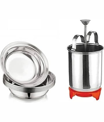 Dynore 7 Pcs Stainless Steel Silver Dessert Plate