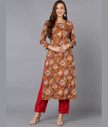 Vaamsi Viscose Printed Straight Women's Kurti - Orange ( Pack of 1 )