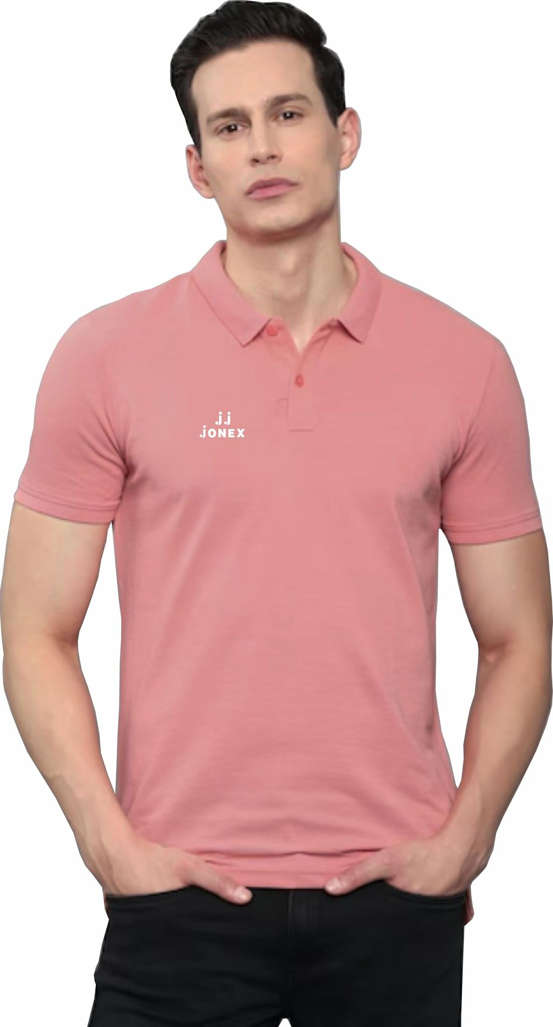 Jonex Mens Knit Polo Shirts V Neck Short Sleeve Stretch Polo T Shirt Casual | Collar T-Shirts | Plain-Regular Fit | XL Size | Pink |