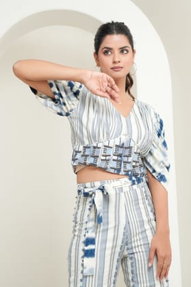 Trendsetting Comfort Blue Cord Set with Bell Bottoms-BLUE / L